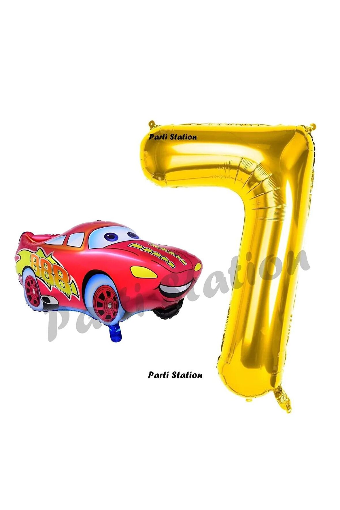 Cars Arabalar Balon Konsept 7 Yaş Balon Set Şimşek Mcqueen Balon ve Gold Rakam Balon Doğum Günü Set