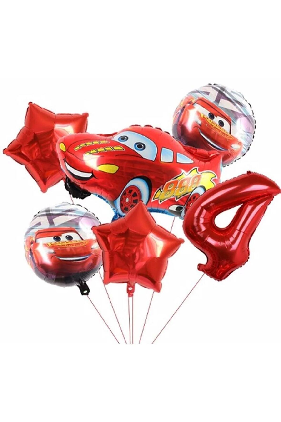 Cars Arabalar Şimşek Mcqueen Yarış Arabası Konsept 4 Yaş Balon Set Cars Arabalar Doğum Günü Set