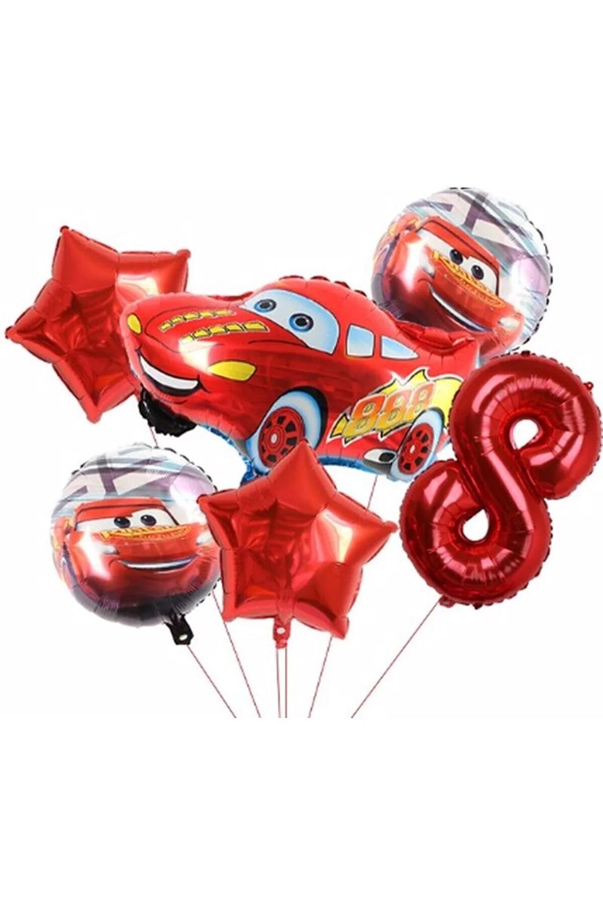 Cars Arabalar Şimşek Mcqueen Yarış Arabası Konsept 8 Yaş Balon Set Cars Arabalar Doğum Günü Set