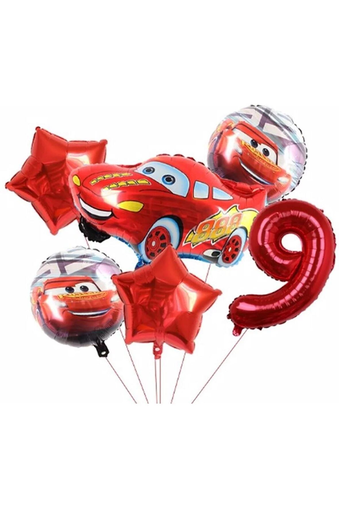 Cars Arabalar Şimşek Mcqueen Yarış Arabası Konsept 9 Yaş Balon Set Cars Arabalar Doğum Günü Set
