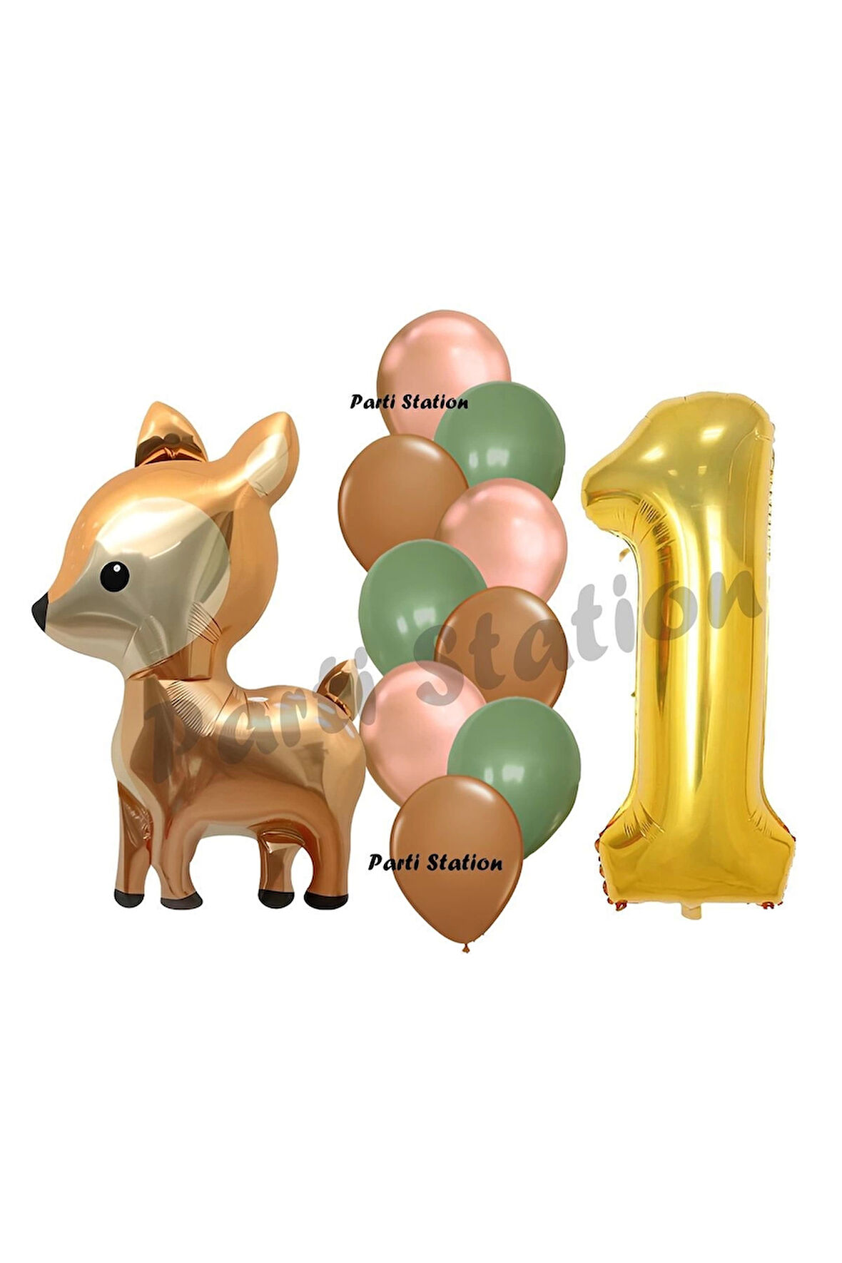 Woodland Geyik Balon 4 Yaş Balon Set Sevimli Ceylan Balon ve Gold Rakam Balon Doğum Günü Set