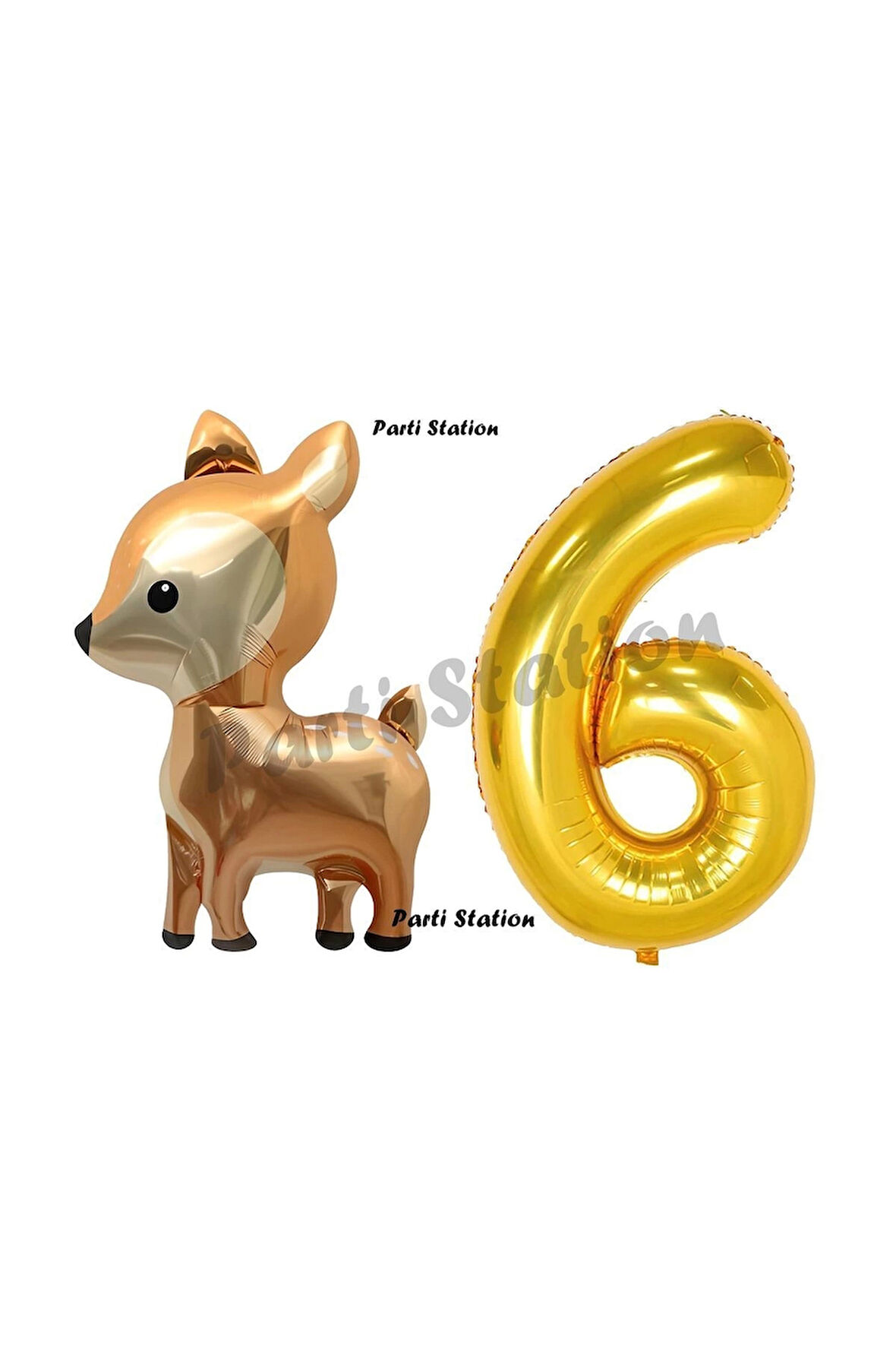 Woodland Geyik Balon 5 Yaş Balon Set Sevimli Ceylan Balon ve Gold Rakam Balon Doğum Günü Seti