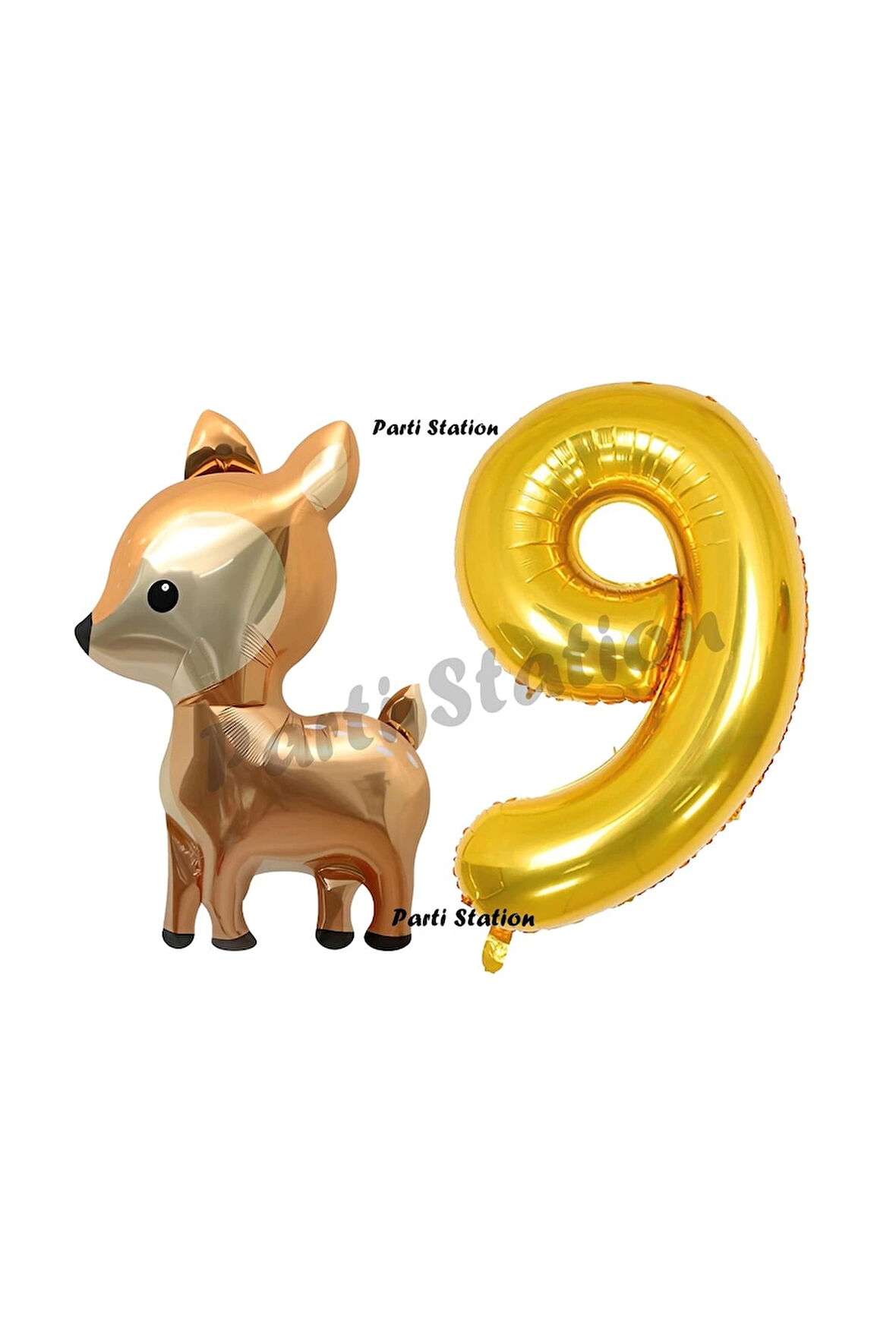 Woodland Geyik Balon 5 Yaş Balon Set Sevimli Ceylan Balon ve Gold Rakam Balon Doğum Günü Seti