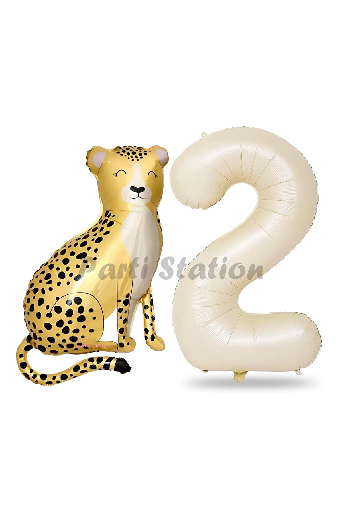 Safari Çita Balon 6 Yaş Balon Set Safari Konsept Çita Balon ve Krem Renk Rakam Balon