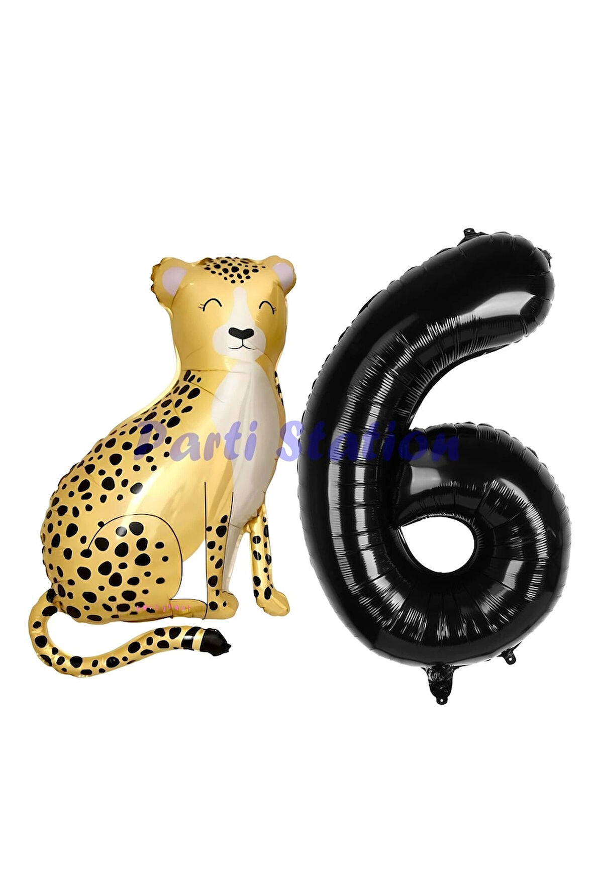 Safari Çita Balon 9 Yaş Balon Set Safari Konsept Çita Balon ve Siyah Renk Rakam Balon