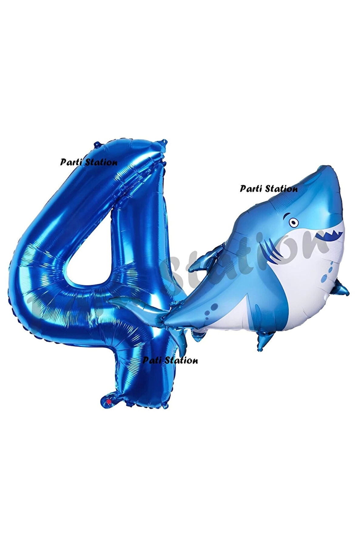 Köpek Balığı Balon 2 Yaş Doğum Günü Balon Set Köpek Balığı Konsept Balon ve Lacivert Rakam Balon