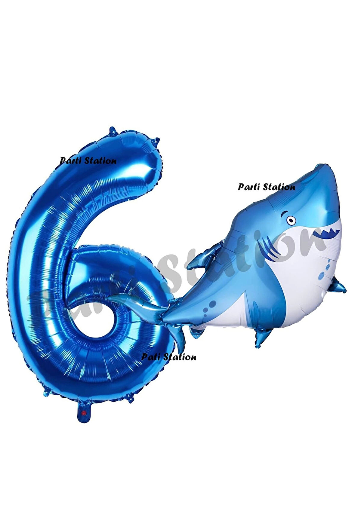 Köpek Balığı Balon 2 Yaş Doğum Günü Balon Set Köpek Balığı Konsept Balon ve Lacivert Rakam Balon