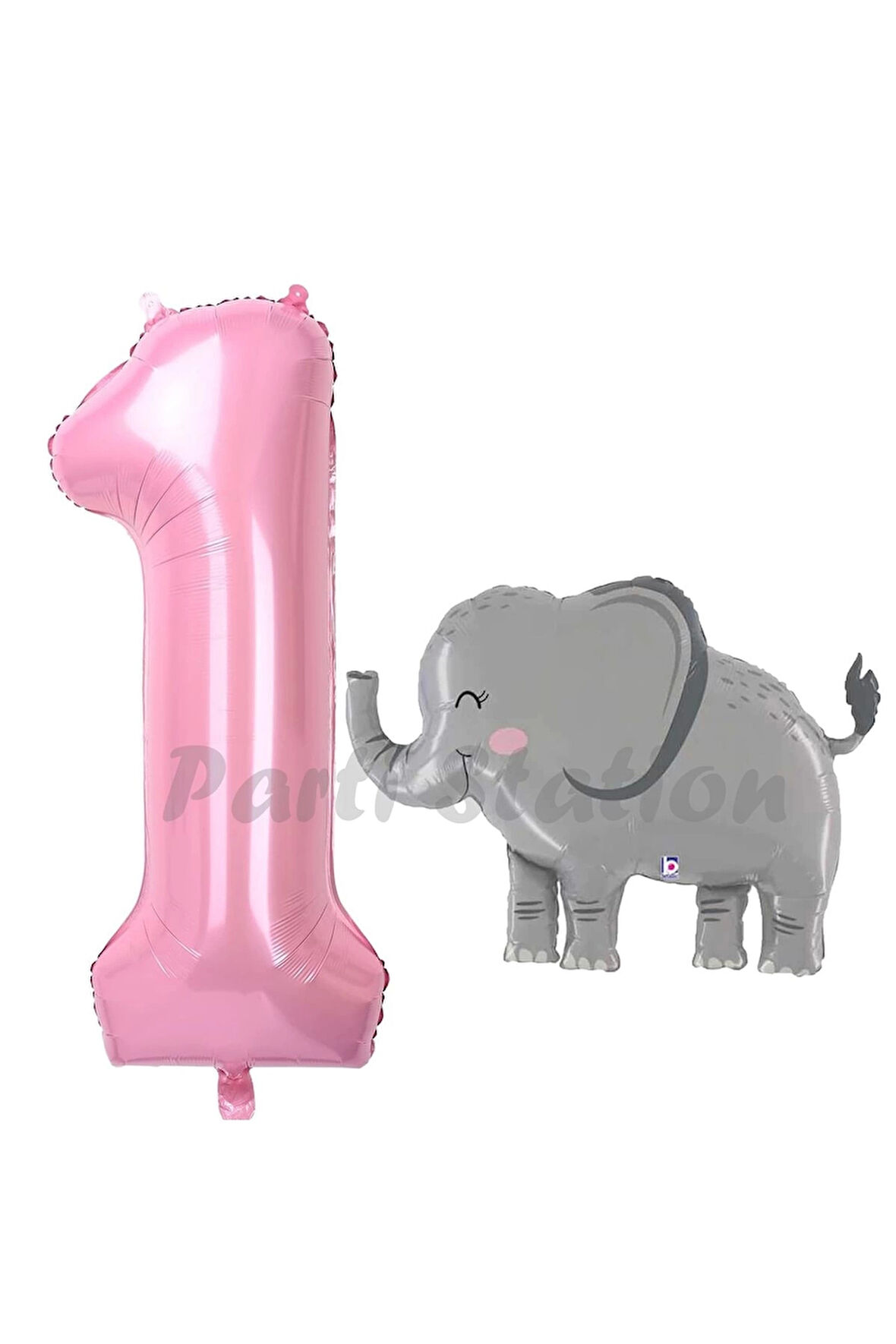 Sevimli Fil Balon 4 Yaş Doğum Günü Balon Set Safari Konsept Fil Balon ve Pembe Renk Rakam Balon