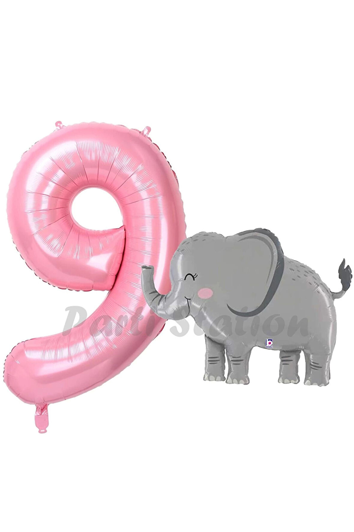 Sevimli Fil Balon 4 Yaş Doğum Günü Balon Set Safari Konsept Fil Balon ve Pembe Renk Rakam Balon