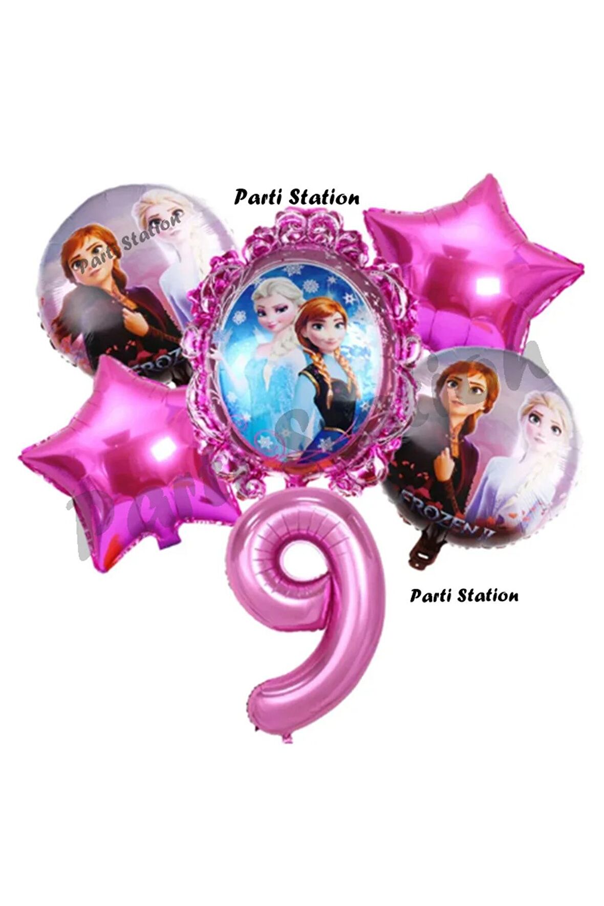 Karlar Ülkesi Frozen Elsa 9 Yaş Doğum Günü Konsept Balon Set Frozen Elsa Pembe Renk Doğum Günü Seti