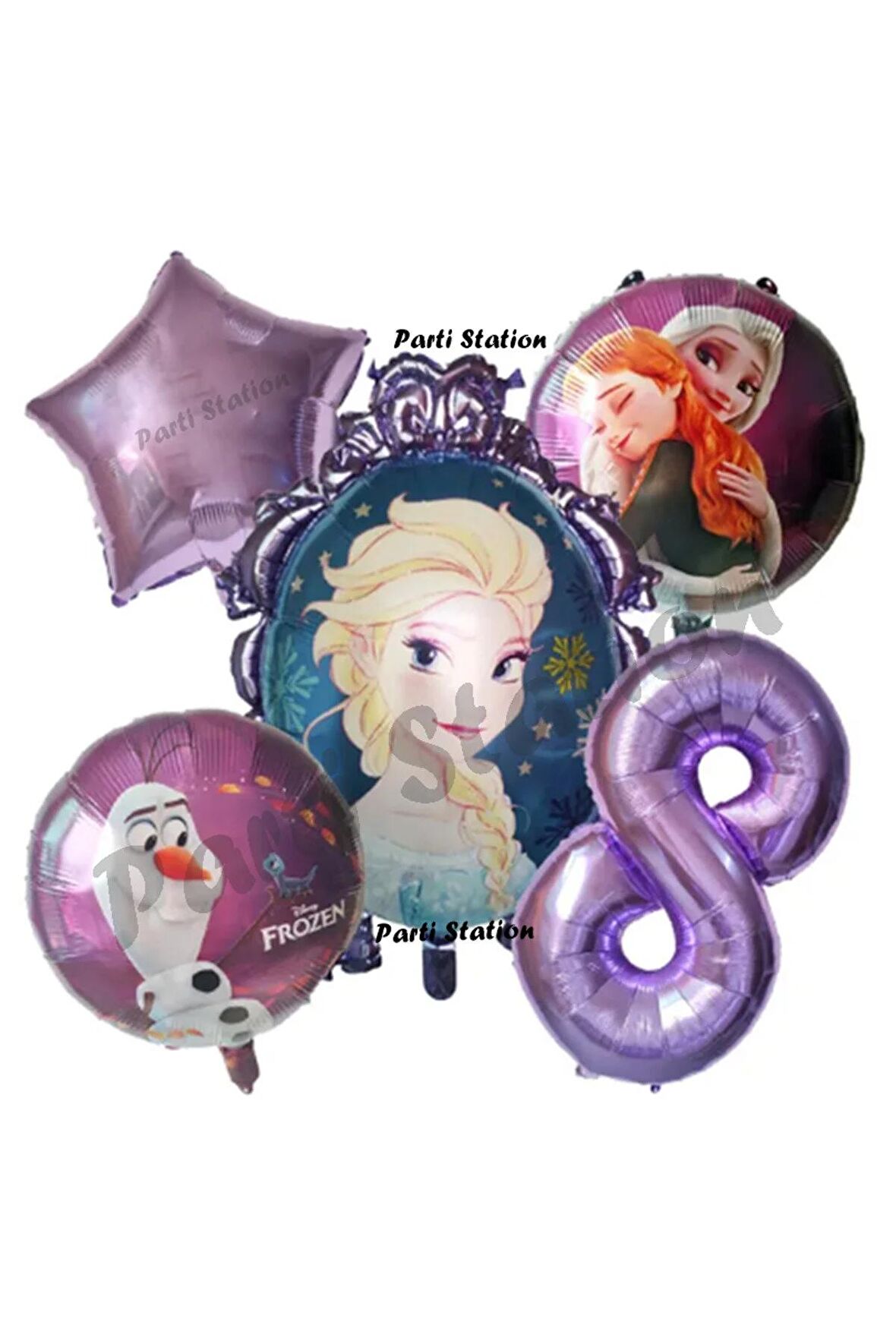 Frozen Karlar Ülkesi Elsa Konsept Mor Doğum Günü Balon Set 8 Yaş Elsa Karlar Ülkesi Balon Set