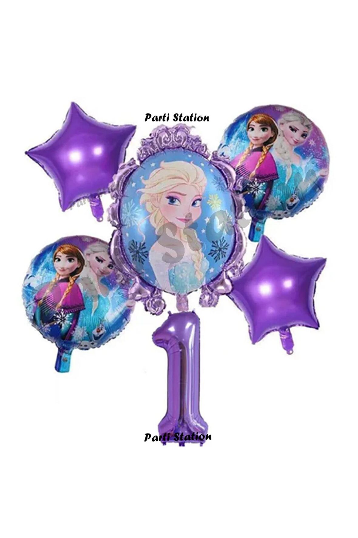 Frozen Karlar Ülkesi Elsa Konsept Doğum Günü Balon Set 1 Yaş Elsa Karlar Ülkesi Mor Balon Set
