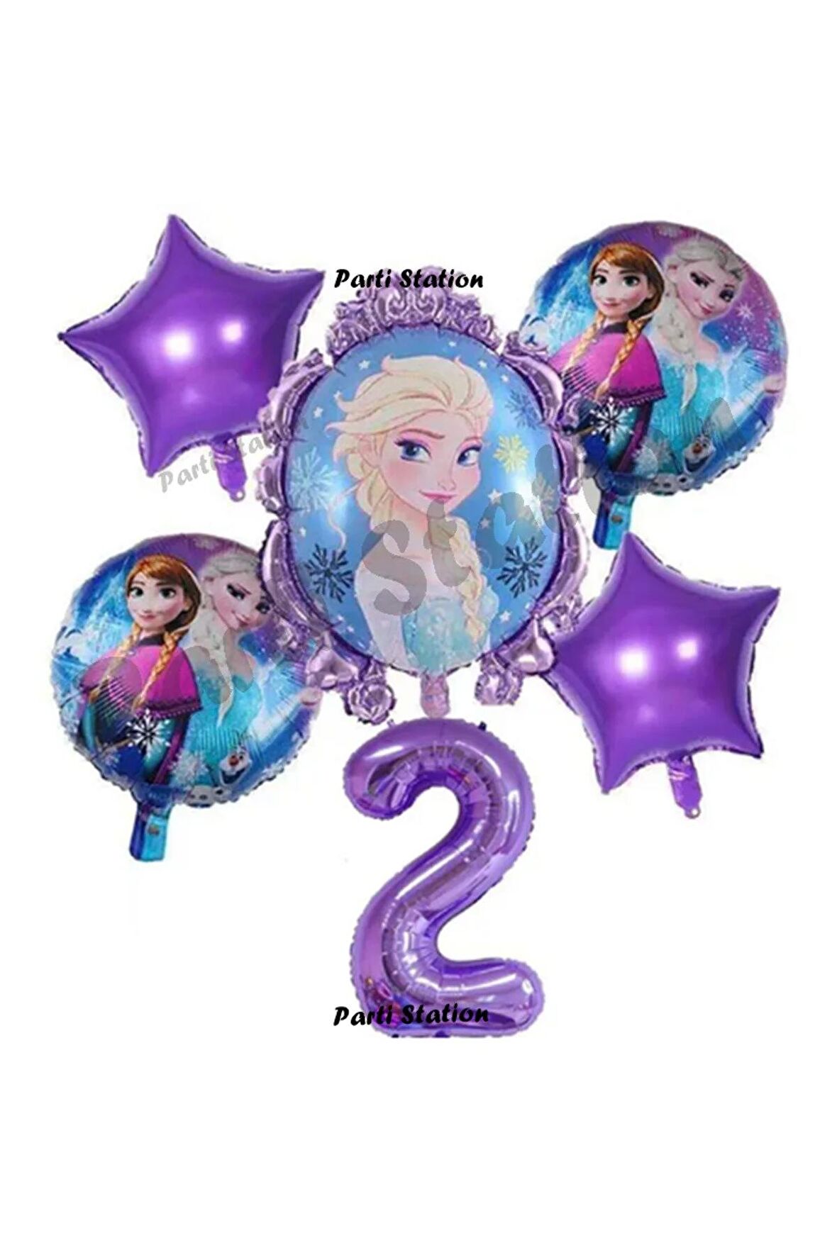 Frozen Karlar Ülkesi Elsa Konsept Doğum Günü Balon Set 2 Yaş Elsa Karlar Ülkesi Mor Balon Set
