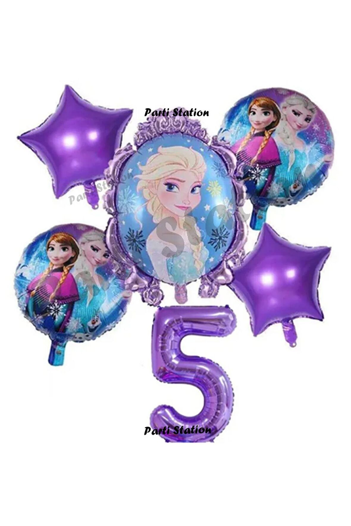 Frozen Karlar Ülkesi Elsa Konsept Doğum Günü Balon Set 5 Yaş Elsa Karlar Ülkesi Mor Balon Set