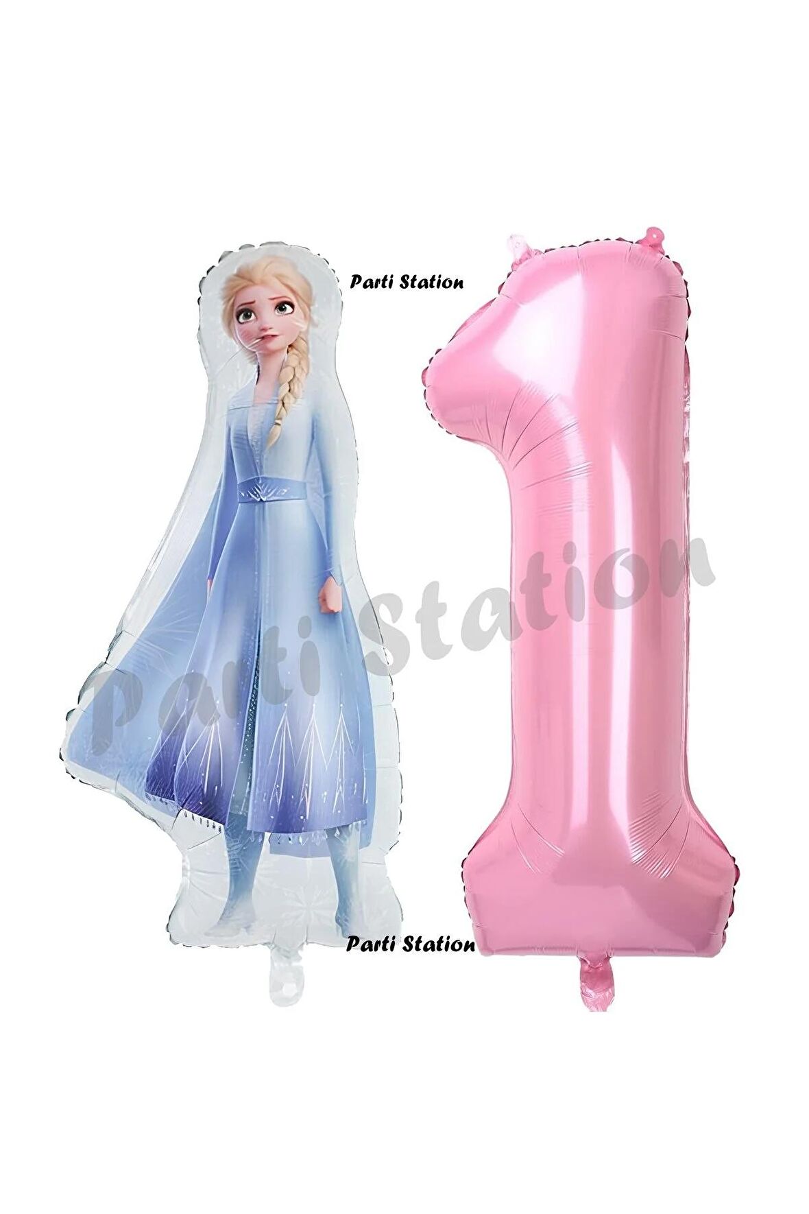Elsa Frozen Balon 1 Yaş Doğum Günü Set Frozen Karlar Ülkesi Konsept Balon ve Pembe Rakam Balon