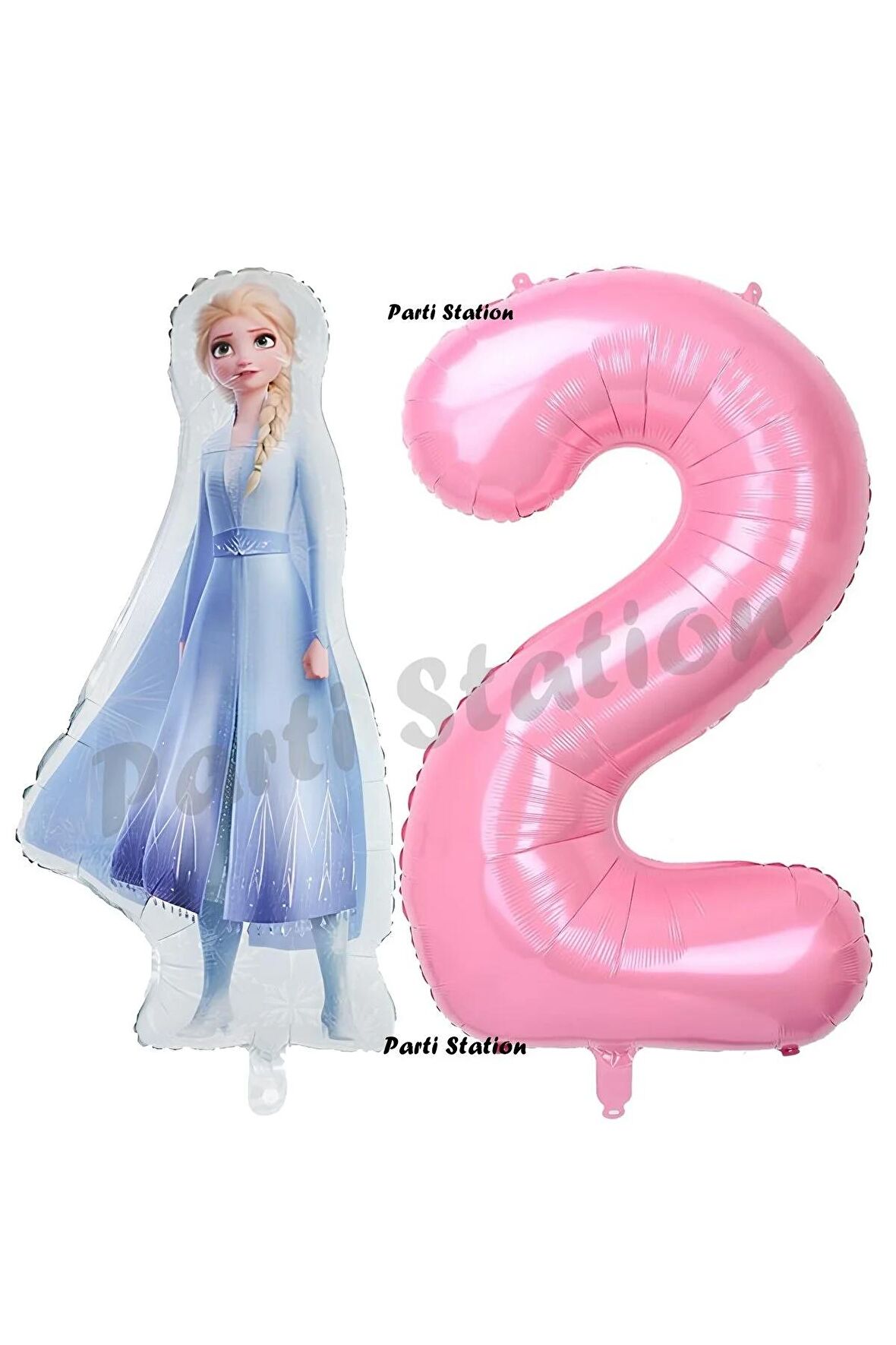 Elsa Frozen Balon 2 Yaş Doğum Günü Set Frozen Karlar Ülkesi Konsept Balon ve Pembe Rakam Balon