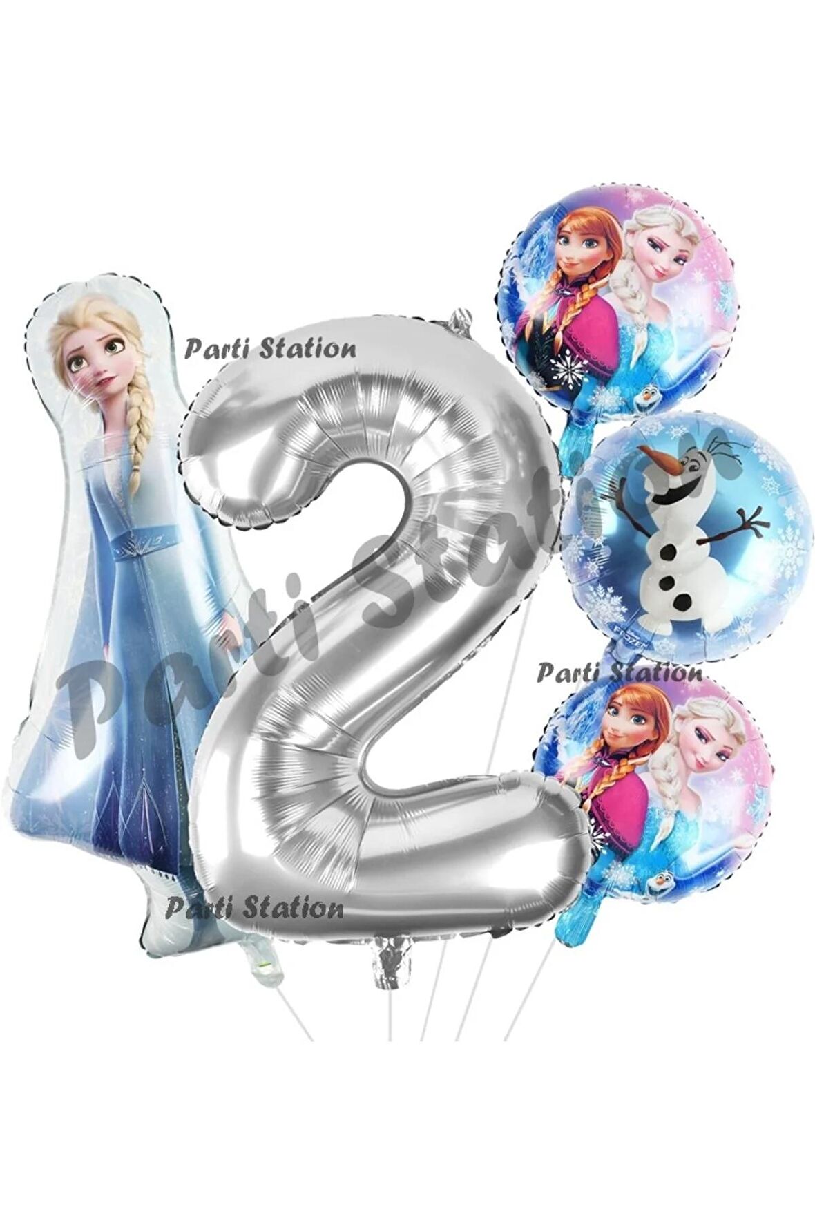 Frozen Balon 1 Yaş Doğum Günü Set Frozen Elsa Karlar Ülkesi Konsept Balon ve Gümüş Rakam Balon