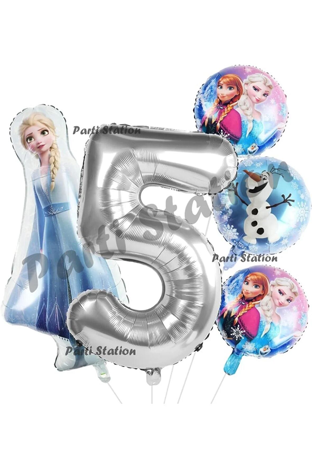 Frozen Balon 1 Yaş Doğum Günü Set Frozen Elsa Karlar Ülkesi Konsept Balon ve Gümüş Rakam Balon