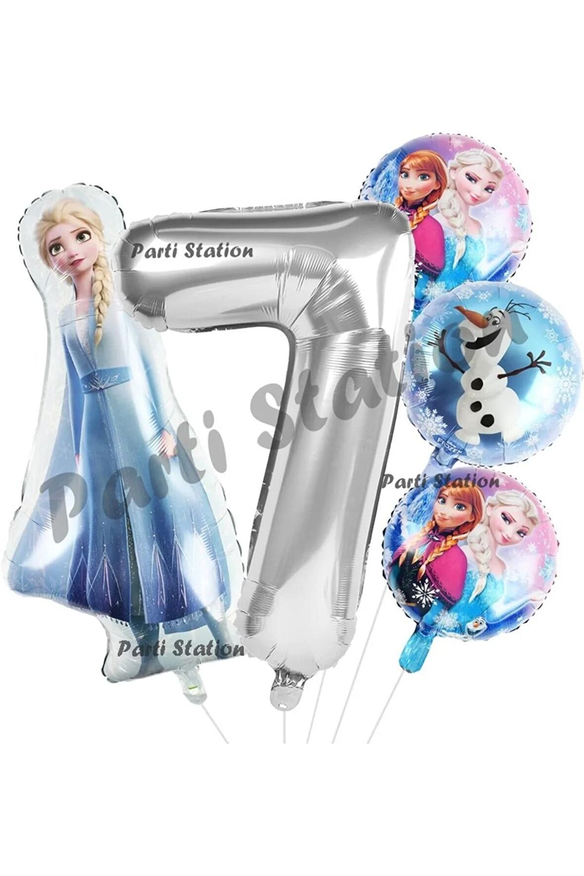 Frozen Balon 1 Yaş Doğum Günü Set Frozen Elsa Karlar Ülkesi Konsept Balon ve Gümüş Rakam Balon