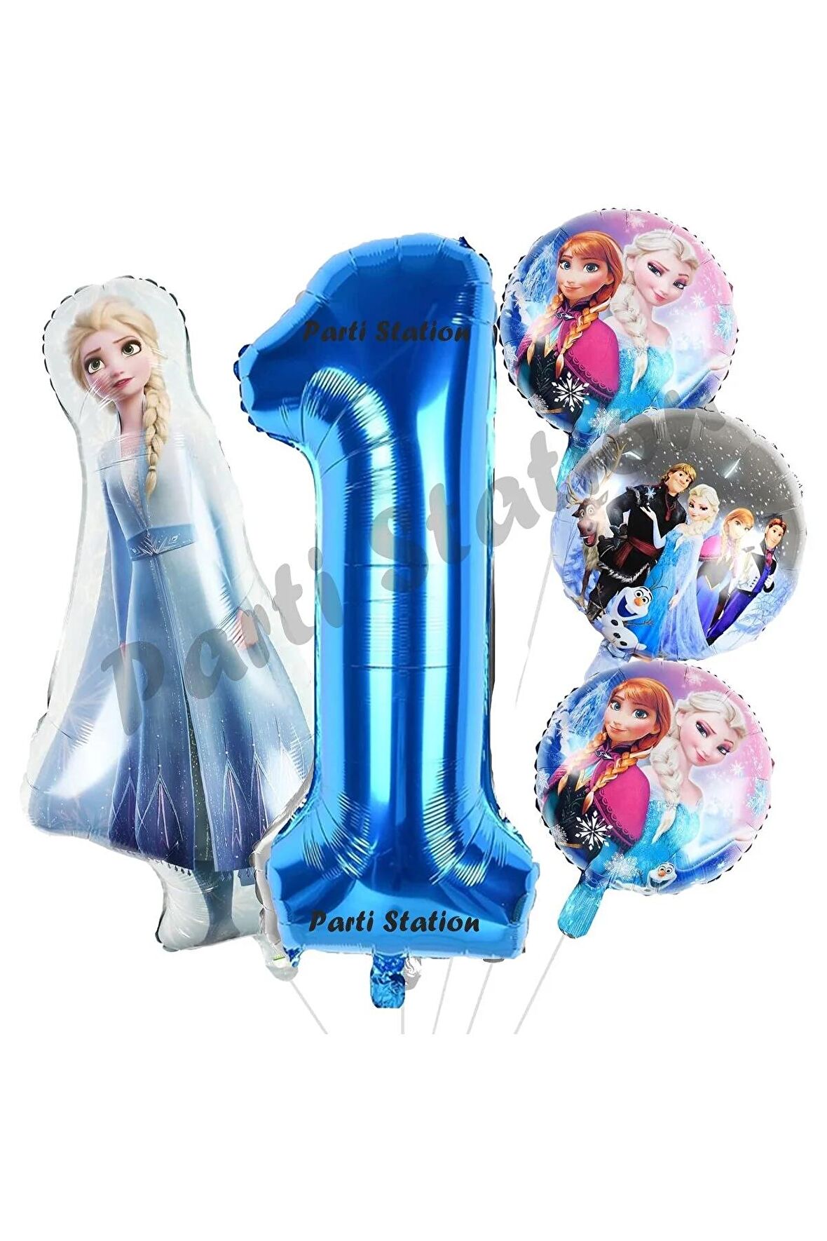 Frozen Balon 1 Yaş Doğum Günü Set Frozen Elsa Karlar Ülkesi Konsept Balon ve Lacivert Rakam Balon