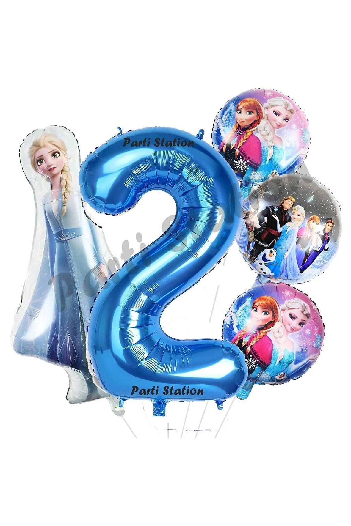 Frozen Balon 2 Yaş Doğum Günü Set Frozen Elsa Karlar Ülkesi Konsept Balon ve Lacivert Rakam Balon