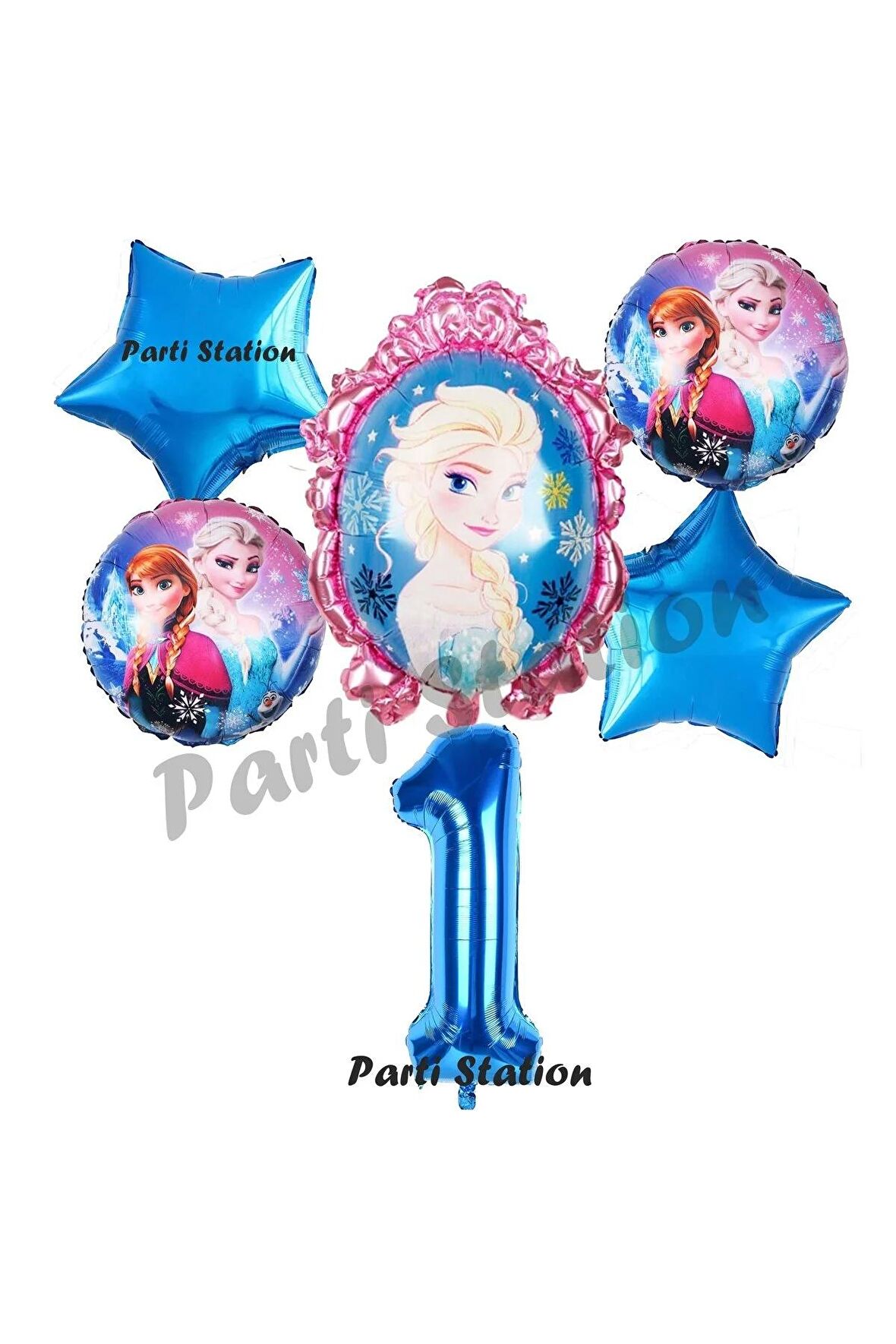 Frozen Balon 1 Yaş Doğum Günü Set Frozen Elsa Karlar Ülkesi Konsept Balon ve Rakam Balon