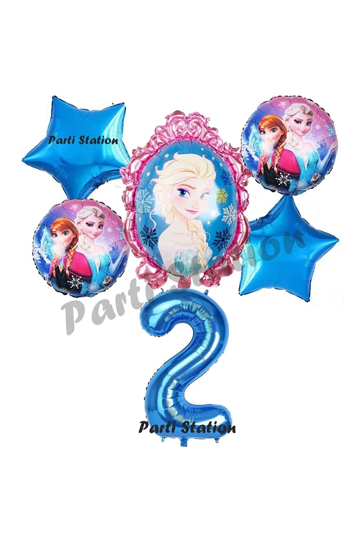 Frozen Balon 2 Yaş Doğum Günü Set Frozen Elsa Karlar Ülkesi Konsept Balon ve Rakam Balon