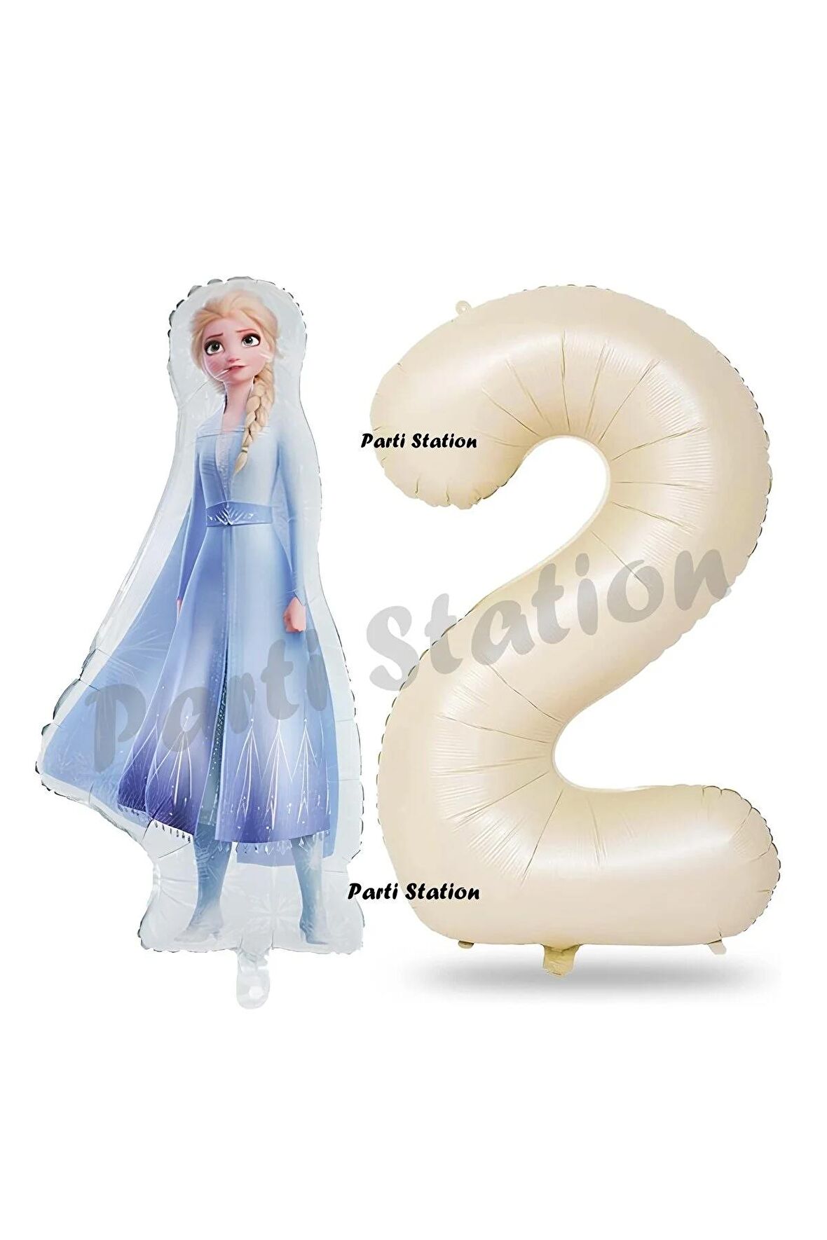 Elsa Frozen Balon 2 Yaş Doğum Günü Set Frozen Karlar Ülkesi Konsept Balon ve Krem Rakam Balon