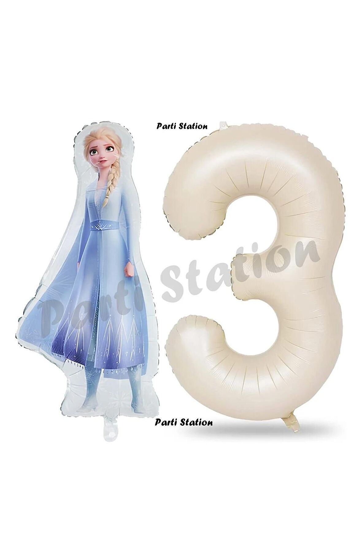 Elsa Frozen Balon 3 Yaş Doğum Günü Set Frozen Karlar Ülkesi Konsept Balon ve Krem Rakam Balon