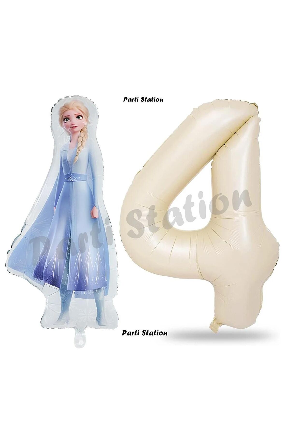 Elsa Frozen Balon 4 Yaş Doğum Günü Set Frozen Karlar Ülkesi Konsept Balon ve Krem Rakam Balon