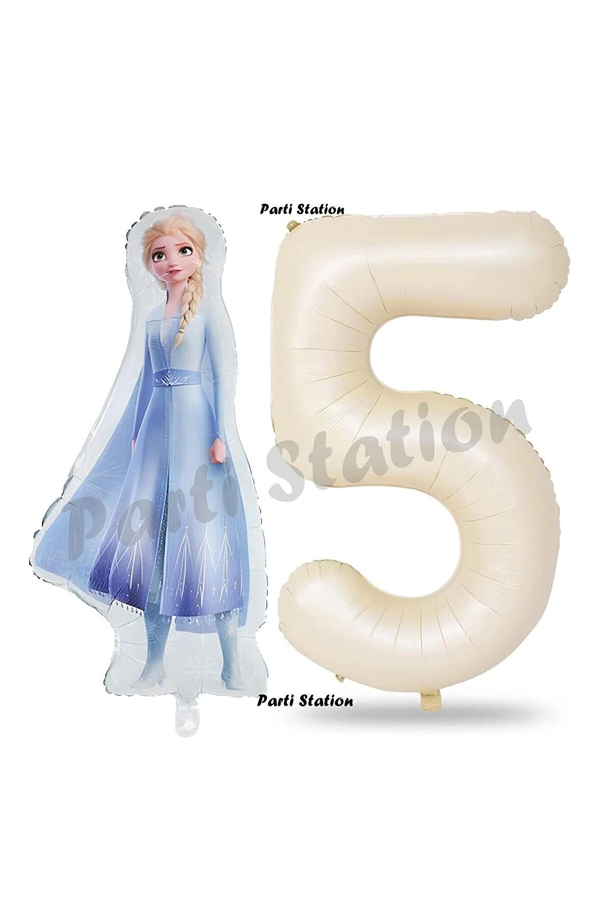 Elsa Frozen Balon 5 Yaş Doğum Günü Set Frozen Karlar Ülkesi Konsept Balon ve Krem Rakam Balon