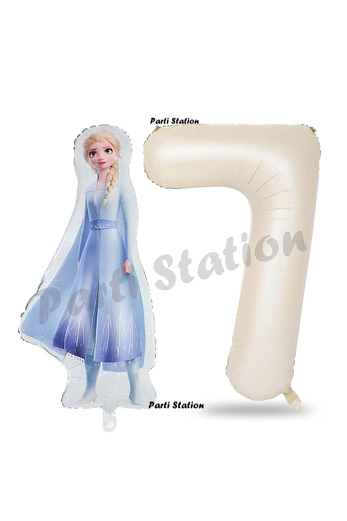 Elsa Frozen Balon 7 Yaş Doğum Günü Set Frozen Karlar Ülkesi Konsept Balon ve Krem Rakam Balon