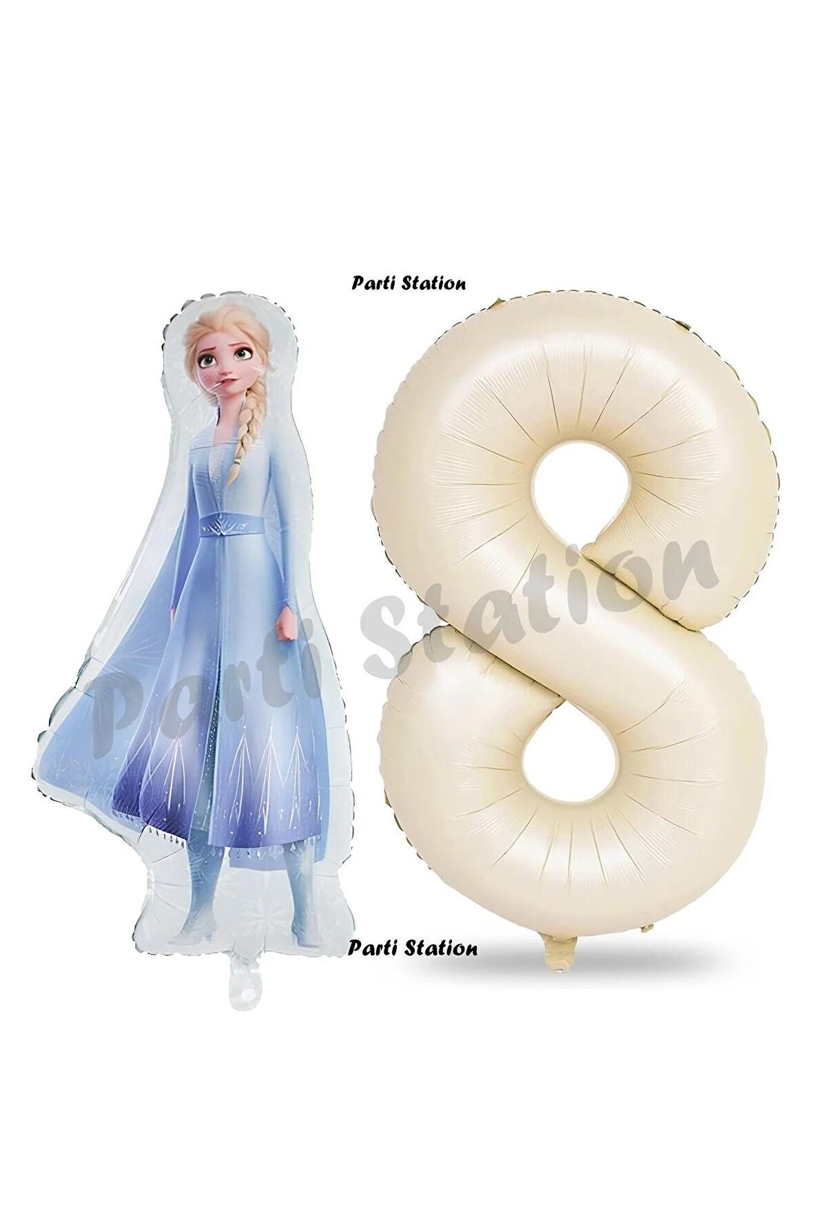 Elsa Frozen Balon 8 Yaş Doğum Günü Set Frozen Karlar Ülkesi Konsept Balon ve Krem Rakam Balon