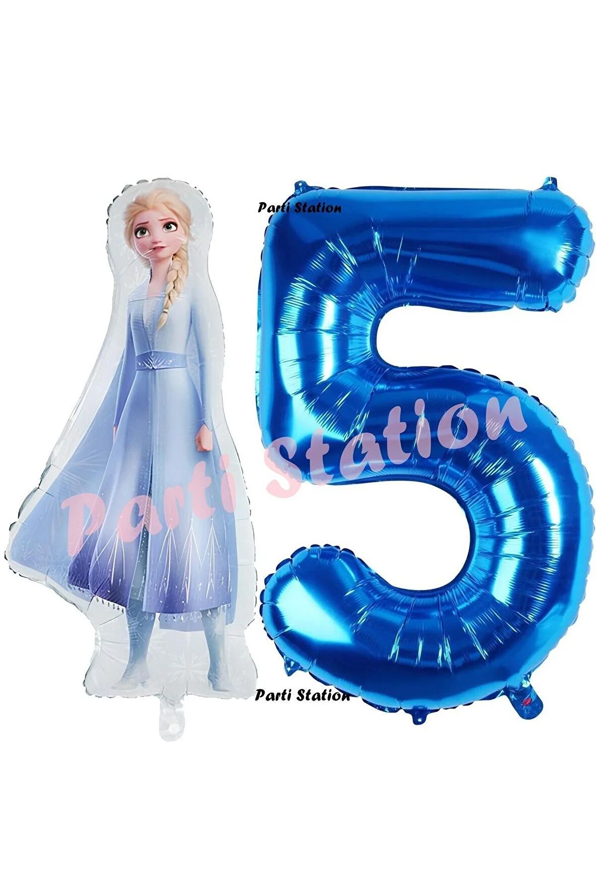 Elsa Frozen Balon 5 Yaş Doğum Günü Set Frozen Karlar Ülkesi Konsept Balon ve Lacivert Rakam Balon
