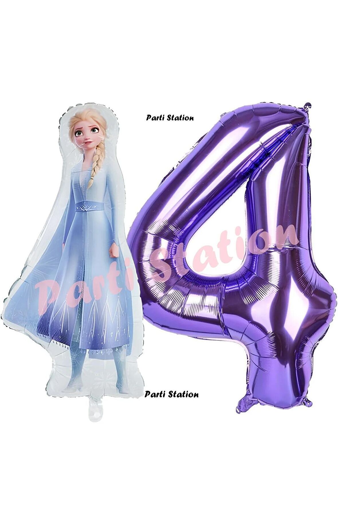 Elsa Frozen Balon 1 Yaş Doğum Günü Set Frozen Karlar Ülkesi Konsept Balon ve Mor Rakam Balon