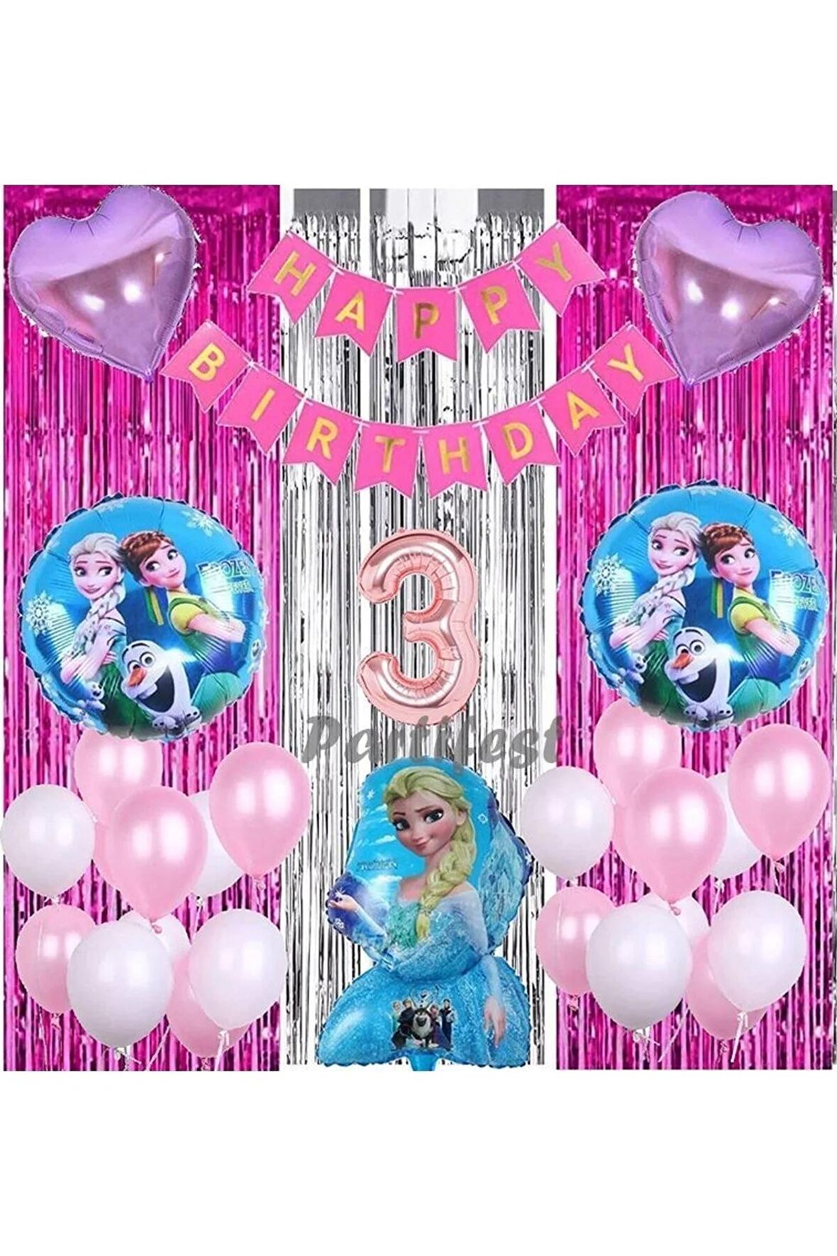 Frozen Elsa 3 Yaş Balon Seti Karlar Ülkesi Konsept Helyum Balon Set Frozen Elsa Doğum Günü Set