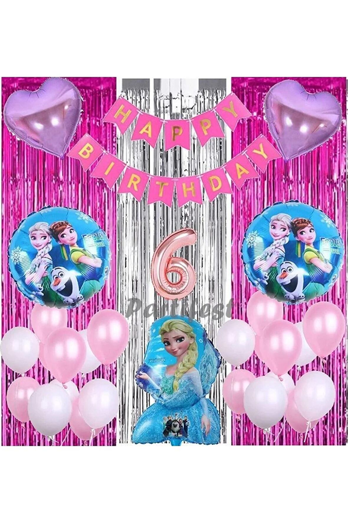 Frozen Elsa 6 Yaş Balon Seti Karlar Ülkesi Konsept Helyum Balon Set Frozen Elsa Doğum Günü Set