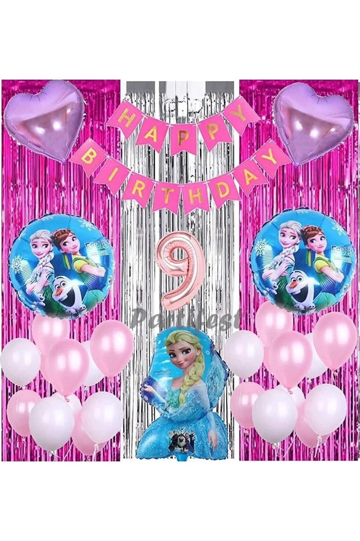 Frozen Elsa 9 Yaş Balon Seti Karlar Ülkesi Konsept Helyum Balon Set Frozen Elsa Doğum Günü Set