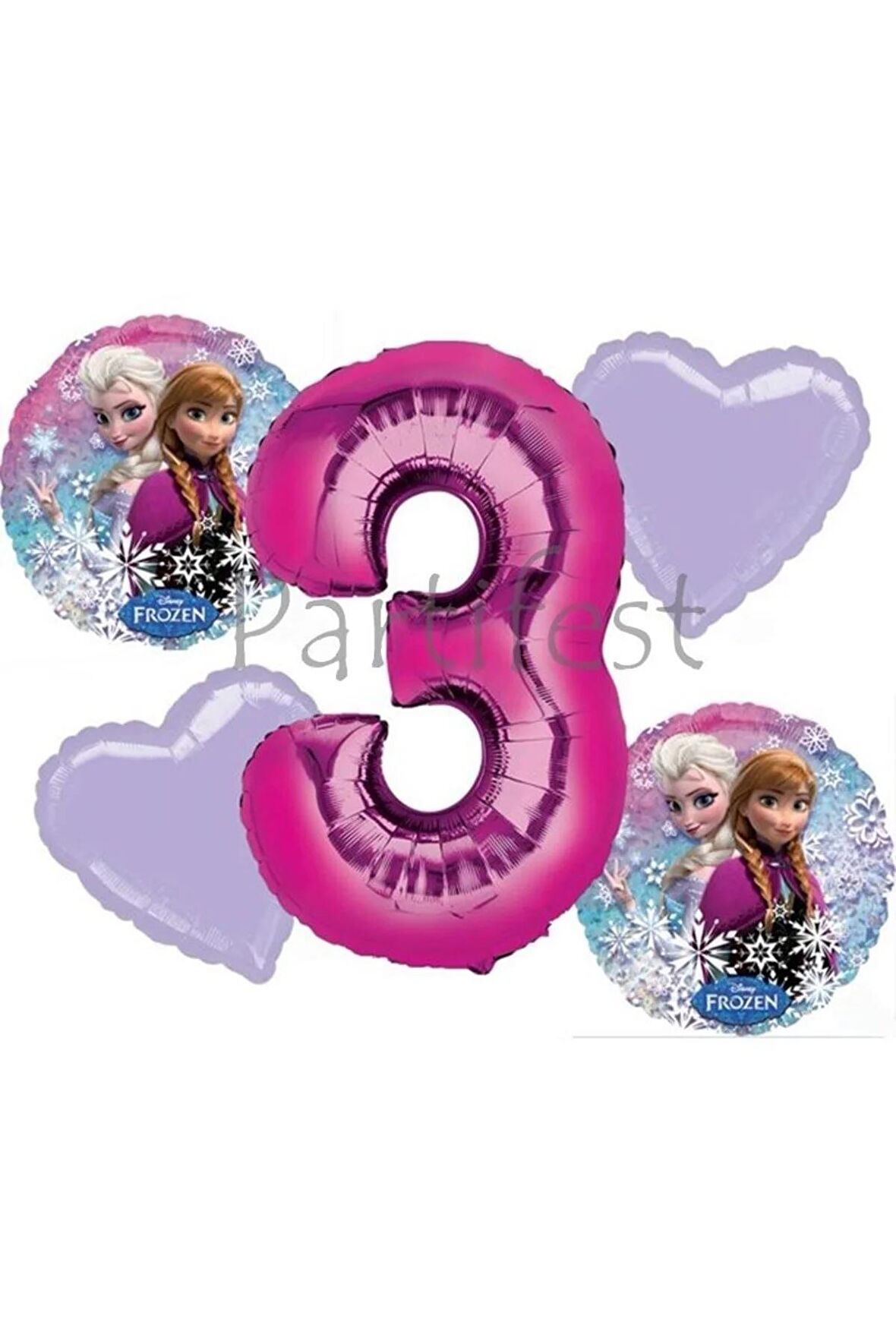 Frozen Balon Set Karlar Ülkesi Folyo Balon Set Konsept Doğum Günü Set 3 Yaş Balon