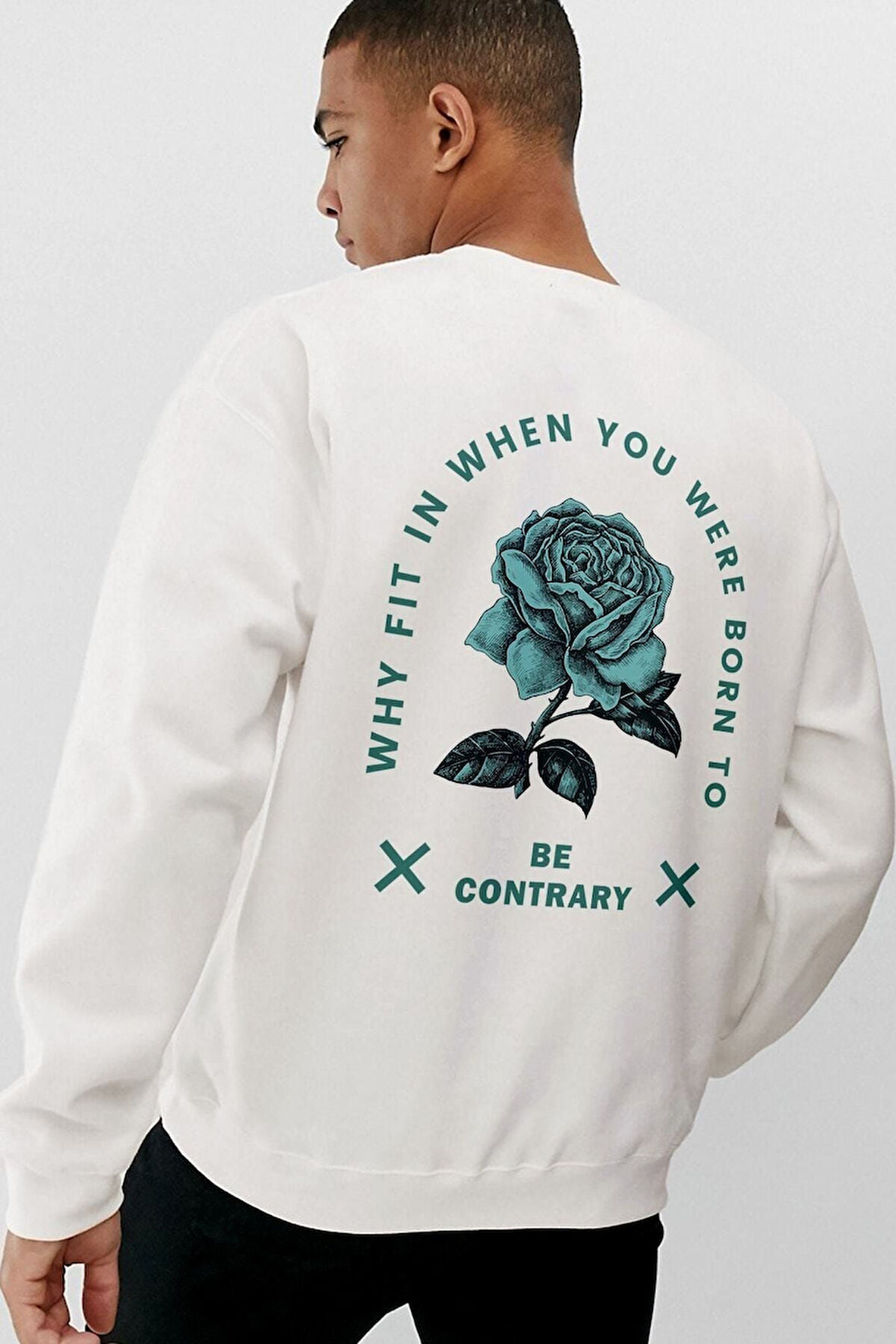 Trend Nice Oversize Be Contrary Beyaz Sweatshirt