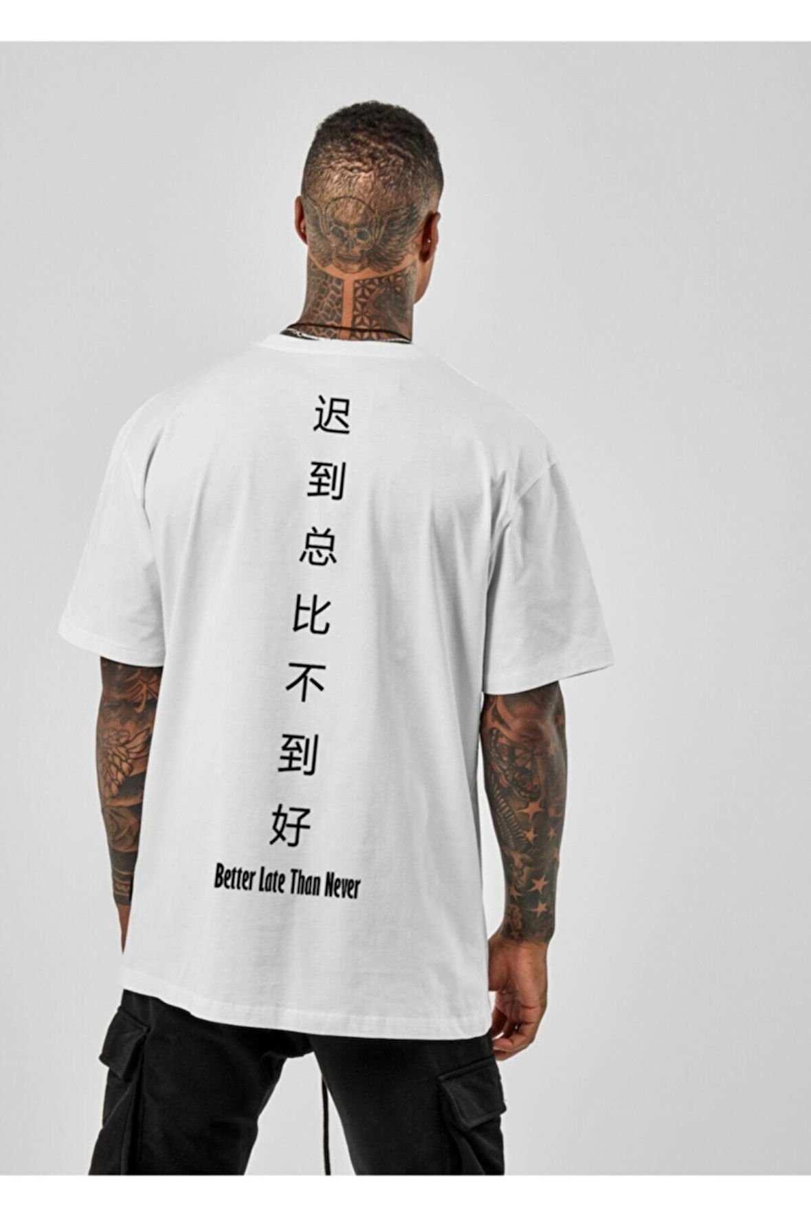 Marecash Cukss - Oversize Better Late Than Never Baskılı Beyaz Tshirt