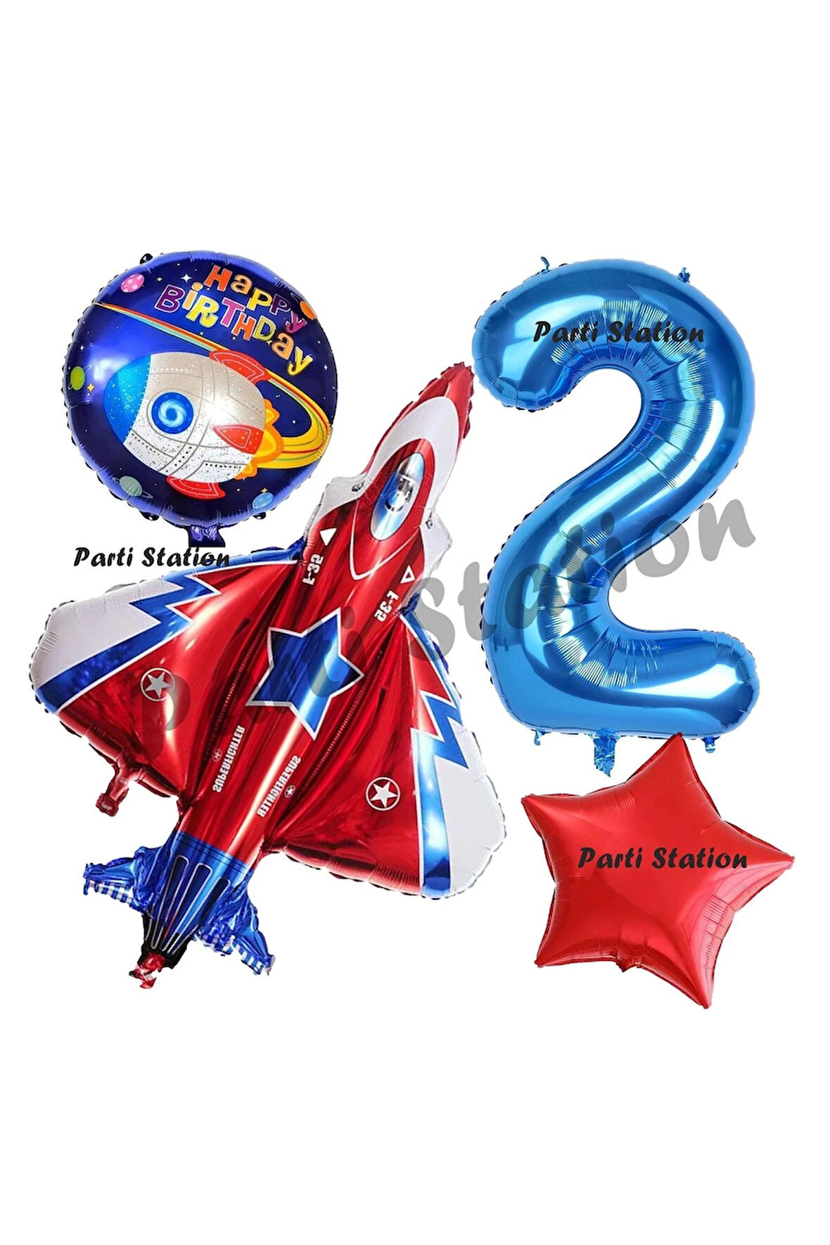 Uzay Konsept Roket Balon 3 Yaş Doğum Günü Set Galaksi Uzay Mekiği Balon Konsept Doğum Günü Set