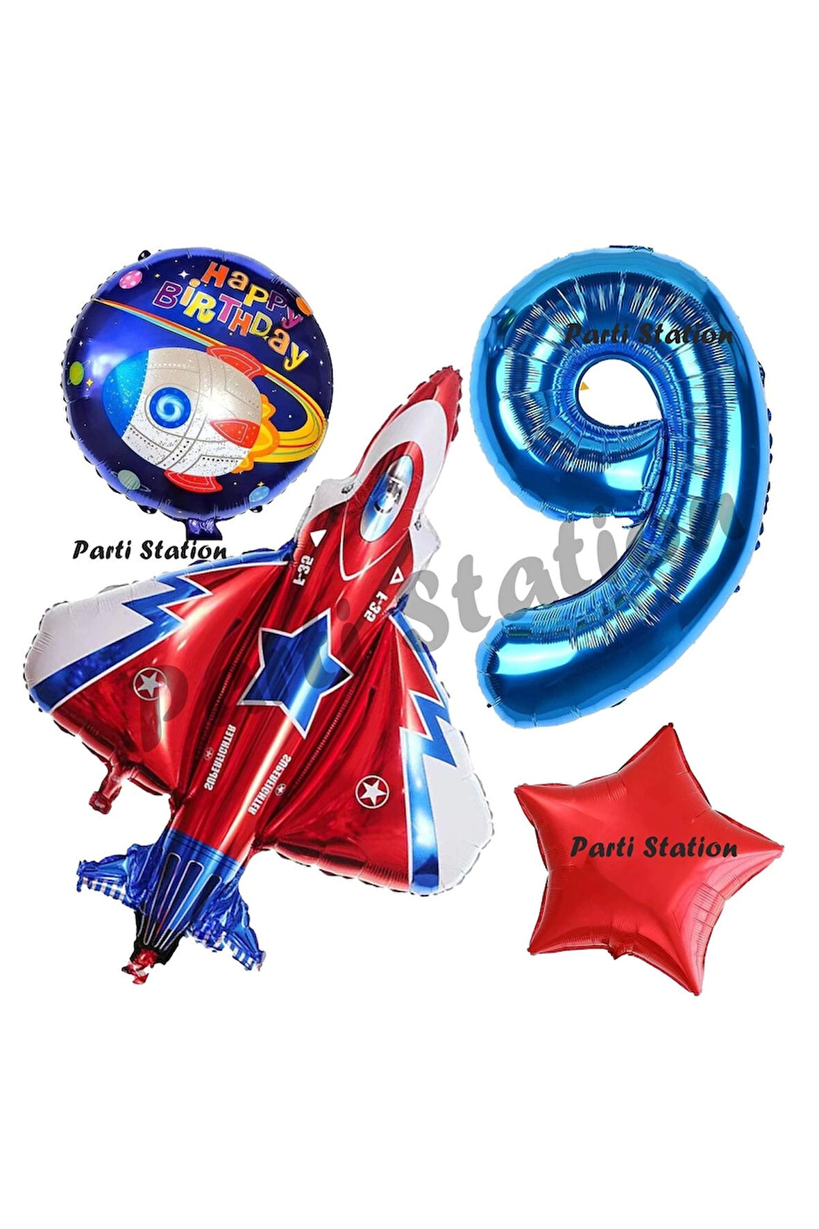 Uzay Konsept Roket Balon 3 Yaş Doğum Günü Set Galaksi Uzay Mekiği Balon Konsept Doğum Günü Set