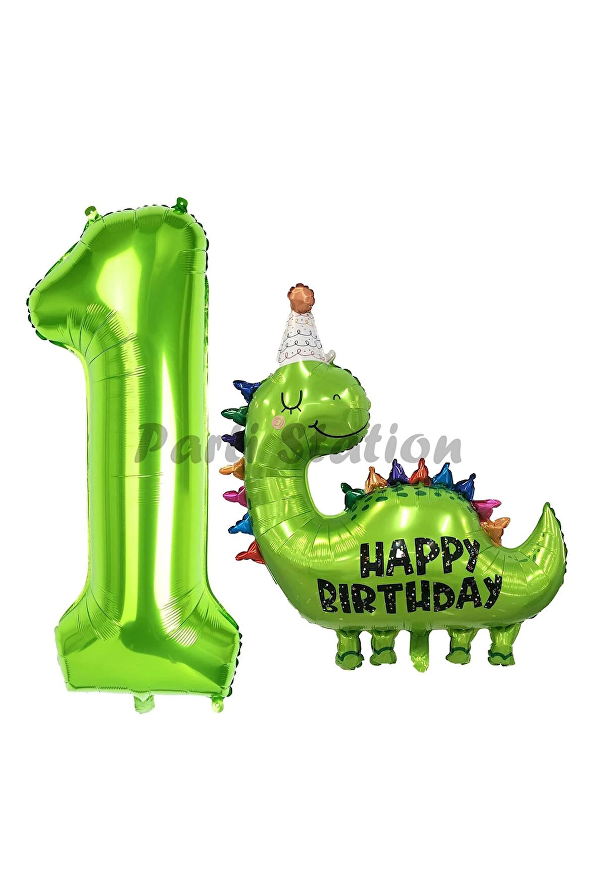 Dinozor Balon 7 Yaş Balon Set Dinozor Konsept Balon ve Yeşil Renk Rakam Balon
