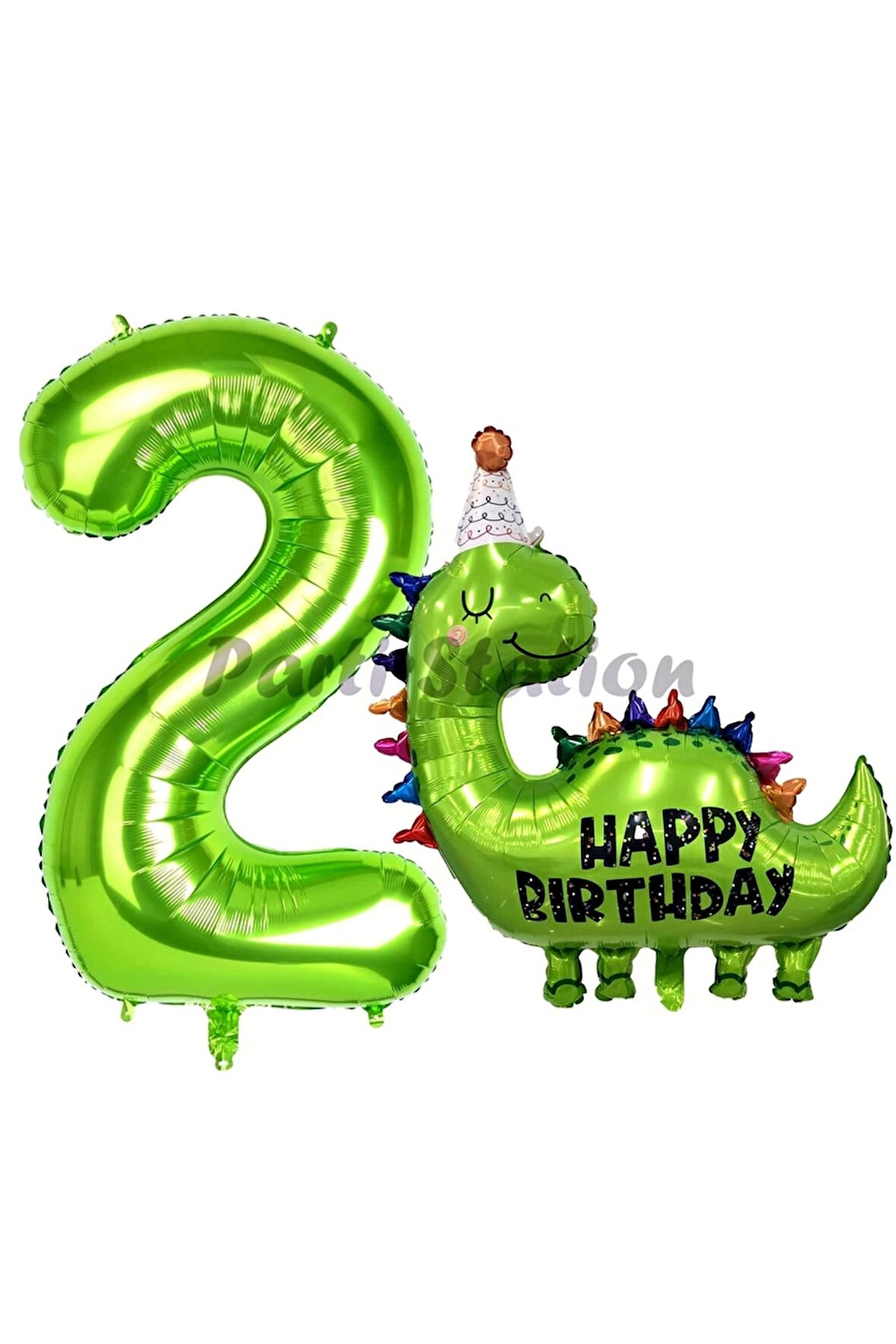 Dinozor Balon 7 Yaş Balon Set Dinozor Konsept Balon ve Yeşil Renk Rakam Balon