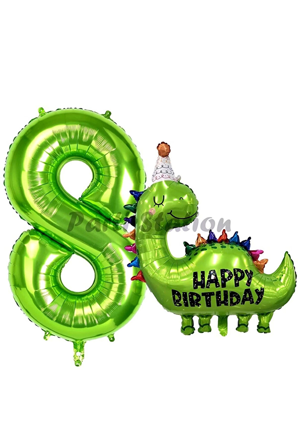 Dinozor Balon 7 Yaş Balon Set Dinozor Konsept Balon ve Yeşil Renk Rakam Balon