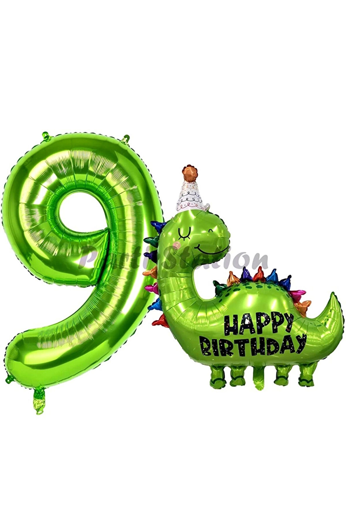 Dinozor Balon 7 Yaş Balon Set Dinozor Konsept Balon ve Yeşil Renk Rakam Balon