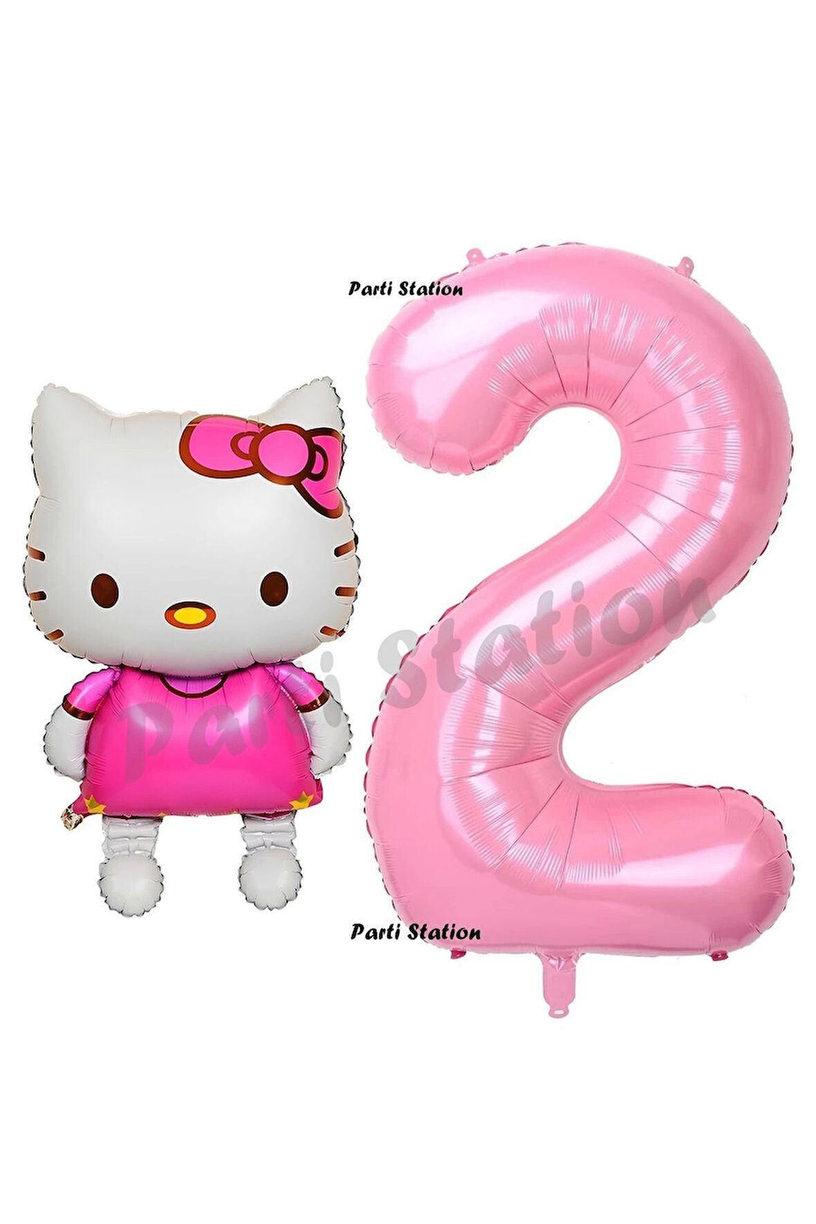 Hello Kitty 9 Yaş Balon ve Pembe Rakam Balon Doğum Günü Parti Set Hello Kitty Kedi Balon