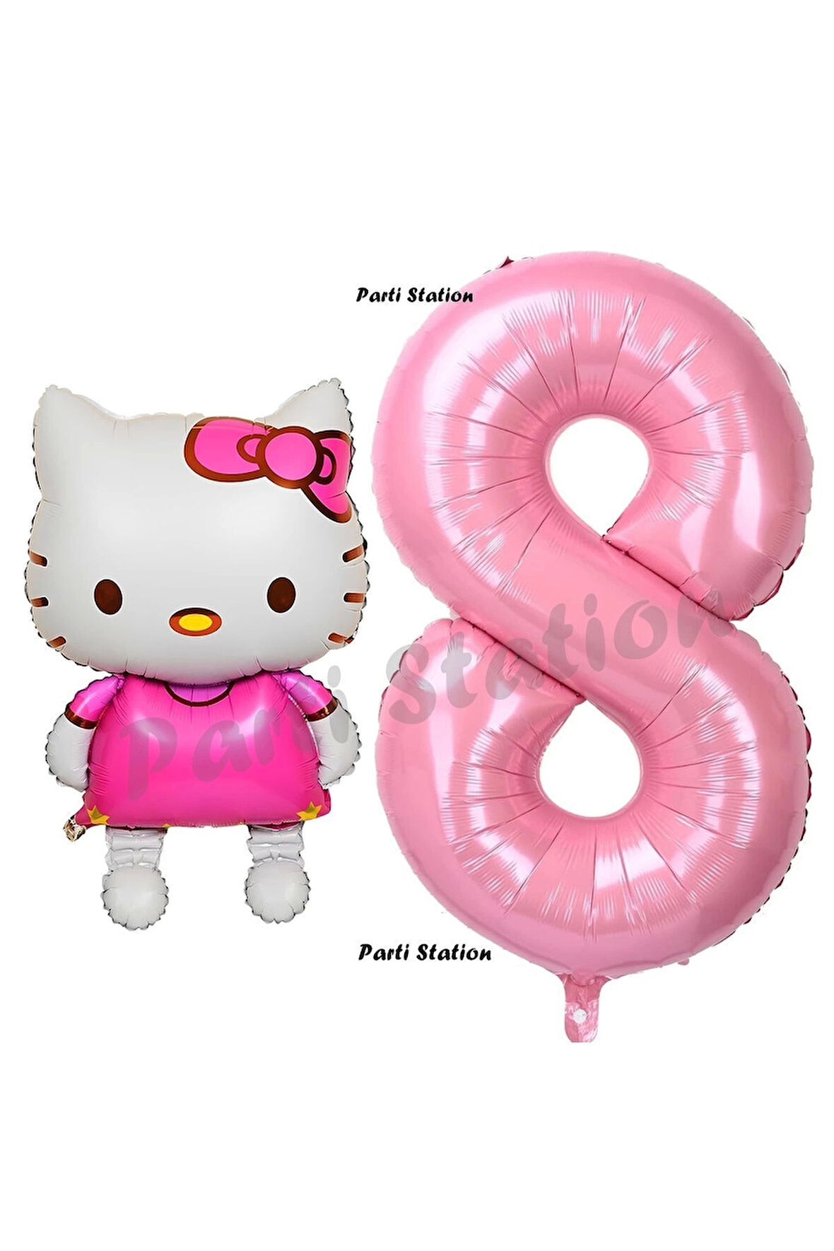 Hello Kitty 9 Yaş Balon ve Pembe Rakam Balon Doğum Günü Parti Set Hello Kitty Kedi Balon