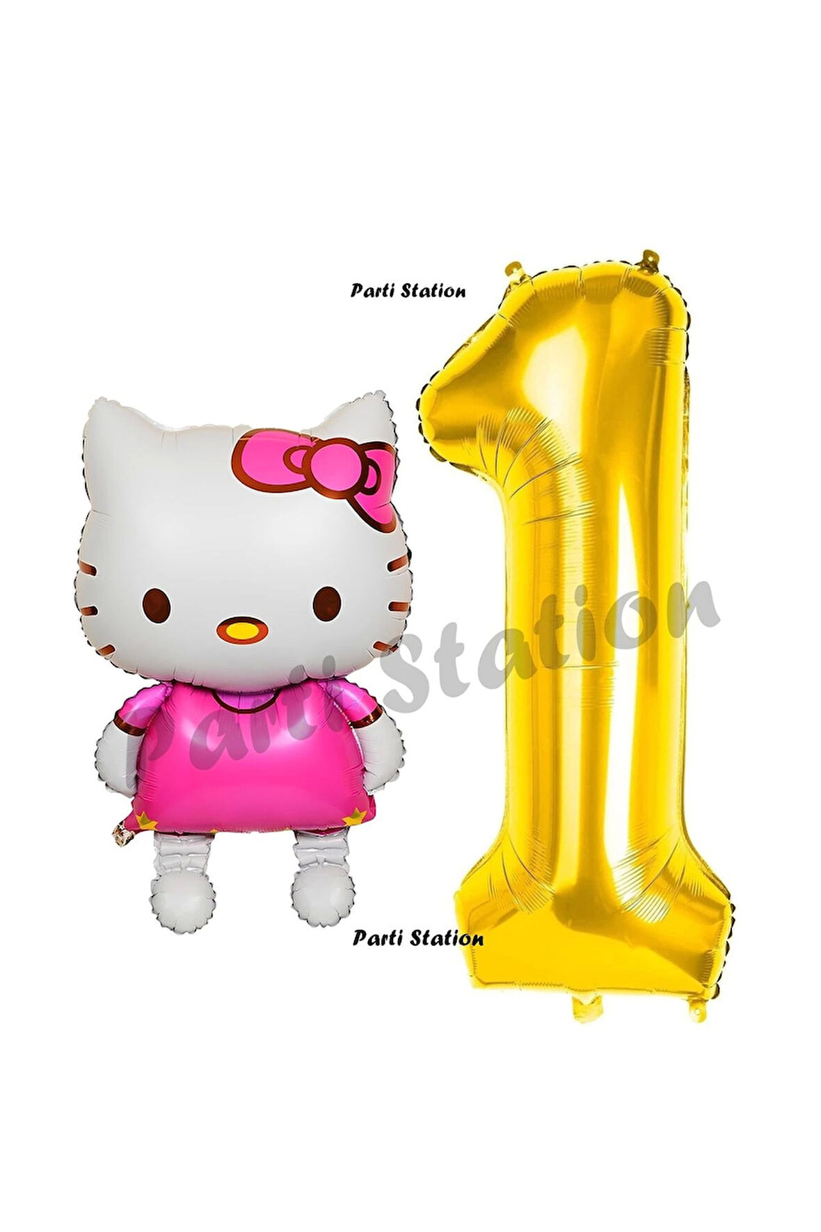 Hello Kitty 6 Yaş Balon ve Gold Rakam Balon Doğum Günü Parti Set Hello Kitty Kedi Balon